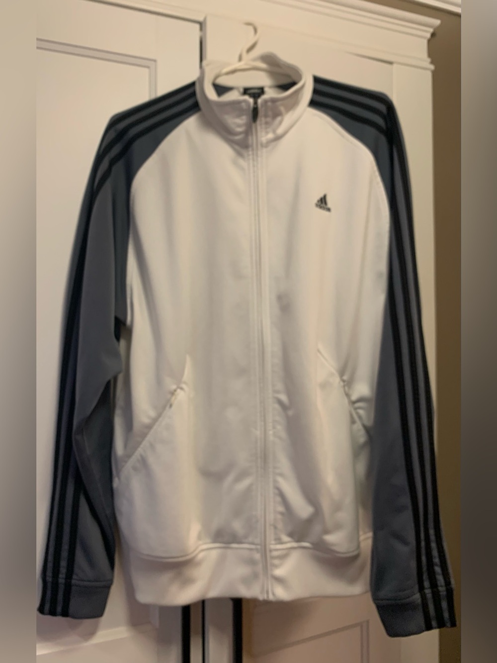 Adidas 3-Stripes Track Jacket Men's Large White Gray Y2K Vintage Athleisure